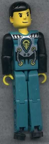 1x Lego Technic Figure Man Green Turquoise Driver Competition Pilot tech013 
