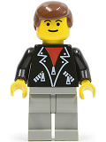 LEGO Shell011 Leather Jacket with Zippers - Light Gray Legs, Brown Male Hair, Eyebrows