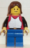 LEGO cas197 Breastplate - Red with Black Arms, Blue Legs, Brown Female Hair (6041)