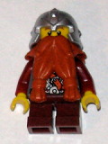 LEGO cas432 Fantasy Era - Dwarf, Dark Orange Beard, Metallic Silver Helmet with Studded Bands, Dark Red Arms