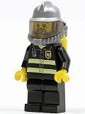 LEGO cty0138 Fire - Reflective Stripes, Black Legs, Silver Fire Helmet, Gray Beard, Yellow Airtanks