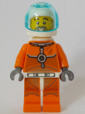 LEGO cty1059 Astronaut - Male, Orange Spacesuit with Dark Bluish Gray Lines, Trans Light Blue Large Visor, Stubble