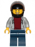LEGO cty1089 Pizza Delivery Guy - Hooded Sweatshirt, Dark Blue Legs, Black Helmet
