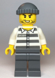 LEGO cty1122 Police - Jail Prisoner 50380 Prison Stripes, Stubble, Dark Bluish Gray Knit Cap