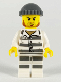 LEGO cty1145 Police - Jail Prisoner 86753 Prison Stripes, Dark Bluish Gray Knit Cap, Reddish Brown Beard and Stubble