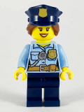LEGO cty1146 Police - City Officer Female, Bright Light Blue Shirt with Badge and Radio, Dark Blue Legs, Dark Blue Police Hat