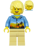 LEGO cty1184 Plane Passenger - Male, Bright Light Yellow Hair, Medium Blue Hawaiian Shirt, Tan Legs