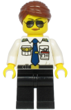 LEGO cty1189 Pilot - Female, Reddish Brown Hair, White Shirt with Dark Blue Tie, Black Legs