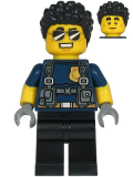 LEGO cty1210 Police Officer - Duke DeTain, Dark Blue Shirt with Short Sleeves, Harness, Black Legs, Black Hair