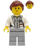 LEGO cty1252 Fire - Female, White Open Jacket over Shirt, Light Bluish Gray Legs, Reddish Brown Hair