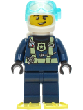 LEGO cty1277 Police - City Officer Dark Blue Diving Suit with Yellowish Green Harness, White Helmet, White Airtanks, Bright Light Yellow Flippers