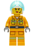 LEGO cty1282 Fire - Reflective Stripes, Bright Light Orange Suit, White Helmet, Headset