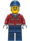 LEGO cty1284 Truck Driver - Male, Dark Red Hooded Sweatshirt, Dark Blue Legs, Dark Blue Cap