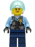 LEGO cty1311 Police - City Helicopter Pilot Female, Safety Vest with Police Badge, Dark Blue Legs, White Helmet