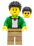 LEGO cty1321 Female with Green Jacket, Dark Tan Legs, Short Black Coiled Hair