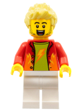 LEGO cty1325 Dynamo Doug - Stuntz Announcer, Spiky Bright Light Yellow Hair, White Legs, Red Jacket over Lime Shirt