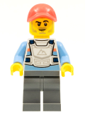 LEGO cty1326 Alex - Stuntz Driver, Coral Cap, Dark Bluish Gray Legs, Medium Blue Arms