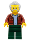 LEGO cty1336 Man, Dark Red Jacket with Bright Light Blue Shirt, Dark Green Legs, Light Bluish Gray Hair, Beard and Sideburns (Rescue Helicopter Transport Driver)