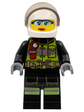 LEGO cty1355 Fire - Reflective Stripes with Utility Belt and Flashlight, White Helmet, Trans-Black Visor, Safety Glasses, Peach Lips Closed Mouth Smile
