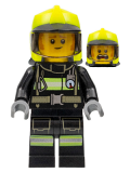 LEGO cty1358 Fire -  Fireman Clemmons, Reflective Stripes with Utility Belt, Black Legs, Neon Yellow Fire Helmet, Trans-Black Visor, Sideburns
