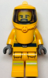 LEGO cty1360 Fire - Reflective Stripes, Bright Light Orange Suit and Hood Hazard with Trans-Black Face Shield, Beard