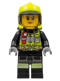 LEGO cty1371 Fire - Reflective Stripes with Utility Belt and Flashlight, Neon Yellow Fire Helmet, Trans-Black Visor, Peach Lips