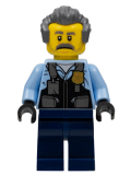 LEGO cty1375 Police - Officer Sam Grizzled, Bright Light Blue Jacket, Dark Blue Legs, Dark Bluish Gray Hair