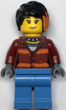 LEGO cty1379 Police Crook, Female - Daisy Kaboom Dark Red Torso with Orange Stripes. and Bright Light Blue Legs