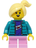 LEGO cty1392 Girl - Dark Turquoise Jacket, Bright Pink Short Legs, Bright Light Yellow Hair