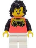 LEGO cty1394 Boy - Coral Shirt with Video Game Controller, White Medium Legs, Black Hair