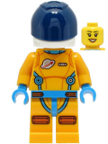 LEGO cty1430 Lunar Research Astronaut - Female, Bright Light Orange and Dark Azure Suit, White Helmet, Dark Blue Visor, Open Mouth Smile