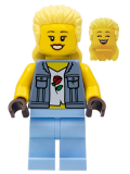 LEGO cty1453 Stuntz Spectator - Bright Light Yellow Mullet, Sand Blue Vest over Rose Shirt, Bright Light Blue Legs