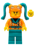 LEGO cty1456 Stuntz Driver, Orange Helmet with Tassels, Snake Visor, Orange Coat with Scales, Dark Turquoise Legs