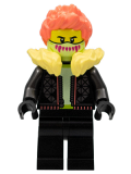LEGO cty1457 Stuntz Driver, Coral Hair, Yellowish Green Mask, Bright Light Yellow Fur Lined Black Jacket, Black Legs