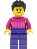 LEGO cty1463 Car Driver - Female, Dark Pink Sweater, Dark Purple Legs, Black Hair