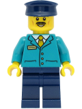 LEGO cty1471 Train Driver - Male, Dark Turquoise Shirt, Dark Blue Legs and Hat