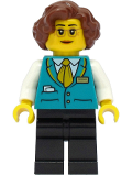 LEGO cty1472 Conductress - Dark Turquoise Vest, Black Legs, Reddish Brown Hair
