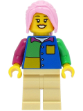 LEGO cty1474 Passenger - Female, Blue Shirt, Tan Legs, Bright Pink Hair