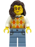 LEGO cty1492 Passenger - Female, Tan Vest, Sand Blue Legs with Pockets, Dark Brown Hair