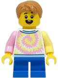 LEGO cty1493 Boy - White Shirt with Swirl, Blue Short Legs, Medium Nougat Hair