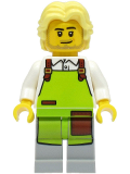 LEGO cty1494 Cyclist - Male, White Shirt, Lime Apron, Bright Light Yellow Hair
