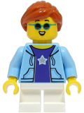 LEGO cty1497 Stuntz Spectator - Child, Bright Light Blue Jacket, White Short Legs, Dark Orange Hair