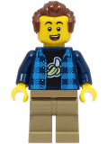 LEGO cty1498 Stuntz Spectator - Male, Dark Blue and Dark Azure Jacket, Dark Tan Legs, Reddish Brown Hair