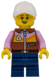 LEGO cty1529 Dirt Bike Rider - Female, White Cap, Bright Light Yellow Ponytail, Reddish Brown Jacket, Dark Blue Medium Legs