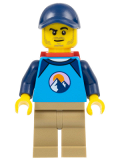 LEGO cty1530 Dirt Bike Rider - Male, Dark Blue Cap, Dark Azure and Dark Blue Shirt, Dark Tan Legs, Red Backpack