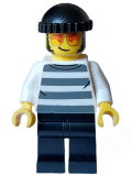 LEGO cty1558 Police - City Bandit Crook Male, White Shirt with Dark Bluish Gray Stripes, Black Legs, Black Knit Cap, Sunglasses