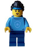 LEGO cty1560 Police - City Officer in Training Female, Medium Blue Shirt with Badge, Dark Blue Legs, Black Hair, Headband