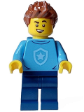 LEGO cty1561 Police - City Officer in Training Male, Medium Blue Shirt with Badge, Dark Blue Legs, Reddish Brown Hair, Open Smile