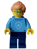 LEGO cty1562 Police - City Officer in Training Female, Medium Blue Shirt with Badge, Dark Blue Legs, Nougat Hair, Glasses