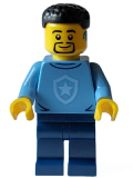 LEGO cty1563 Police - City Officer in Training Male, Medium Blue Shirt with Badge, Dark Blue Legs, Black Hair, Beard, Hearing Aid